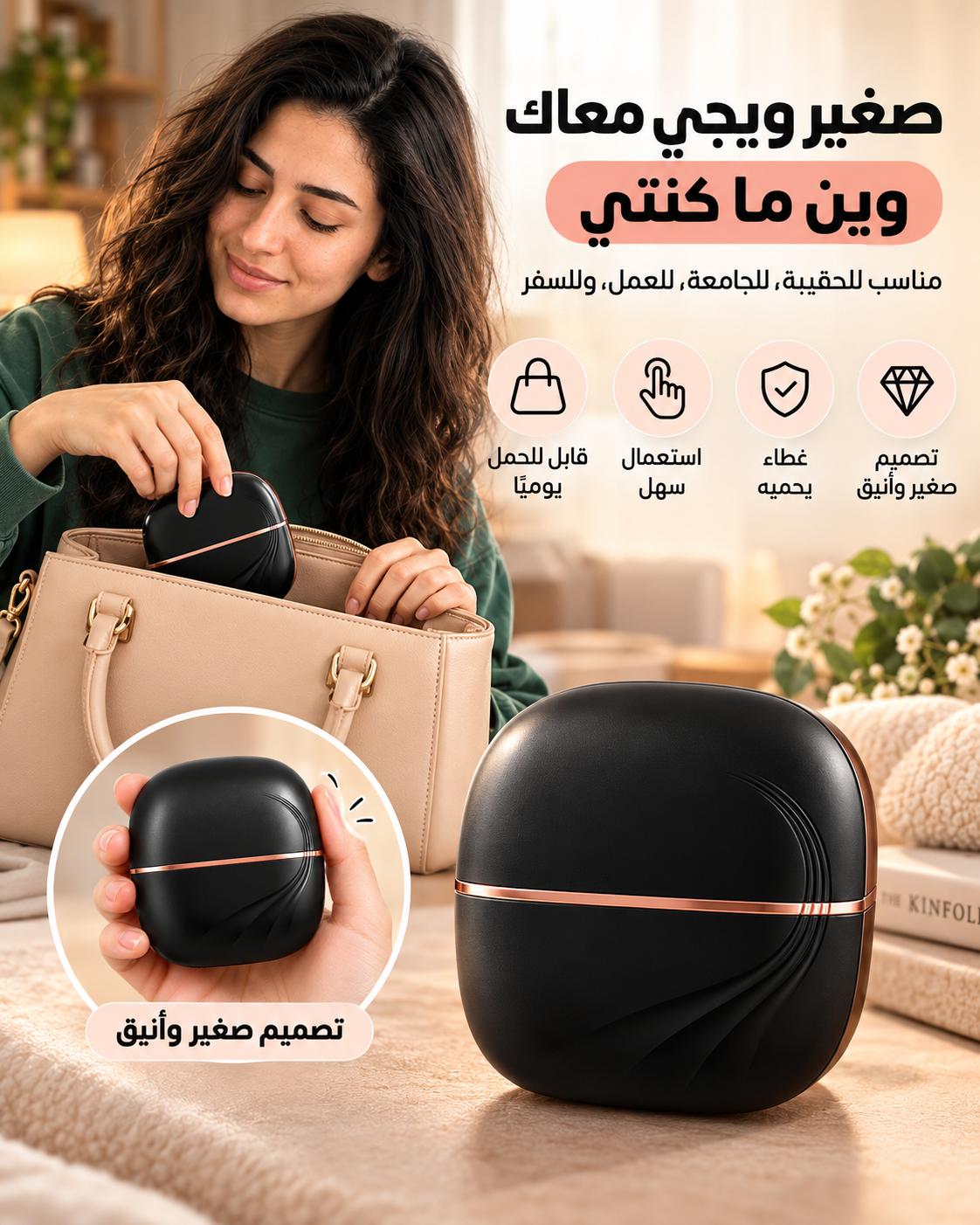 MiniSmooth™ – مشط حراري لاسلكي صغير لتصفيف وفرد الشعر