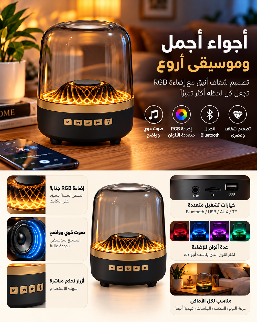GlowBeat RGB Speaker – سماعة الأجواء والموسيقى