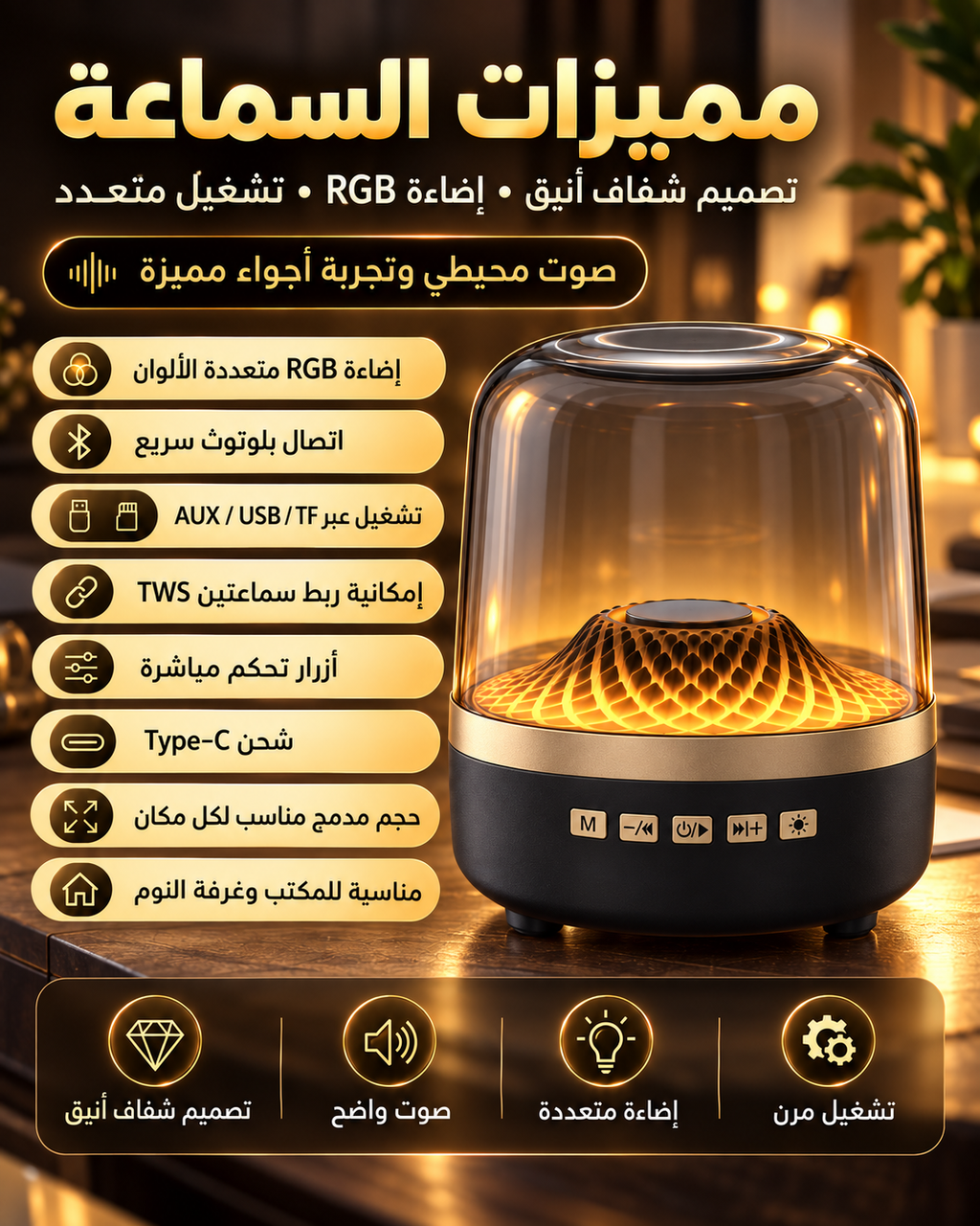 GlowBeat RGB Speaker – سماعة الأجواء والموسيقى