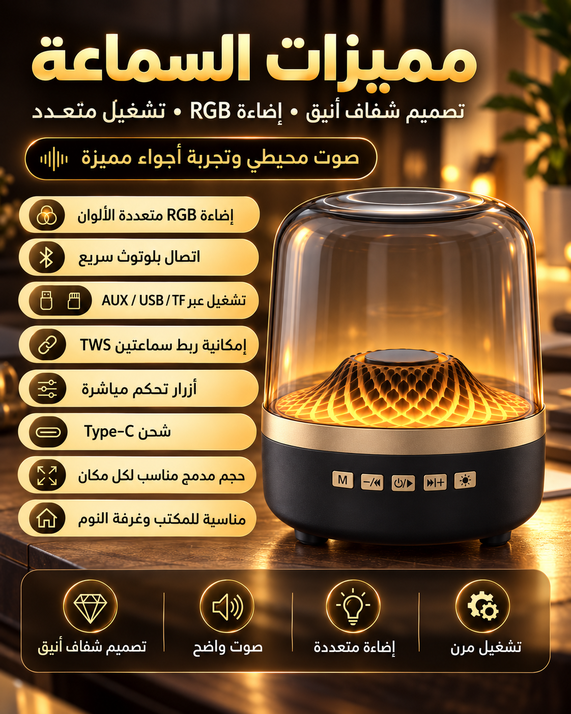 GlowBeat RGB Speaker – سماعة الأجواء والموسيقى